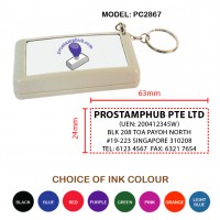 Customise 63mm x 24mm Pocket size Pre-Inked Rubber Stamp with Keychain