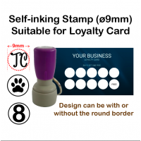 Customise 9mm Round Self-Inking/Pre-Inked Stamp with Keychain for use on Business Loyalty Card etc.