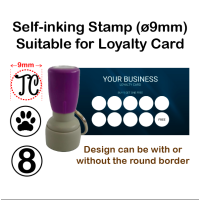 Customise 9mm Round Pre-Inked Stamp with Keychain for use on Business Loyalty Card etc. Customise 9mm Round Pre-Inked Stamp with Keychain for use on Business Loyalty Card etc.